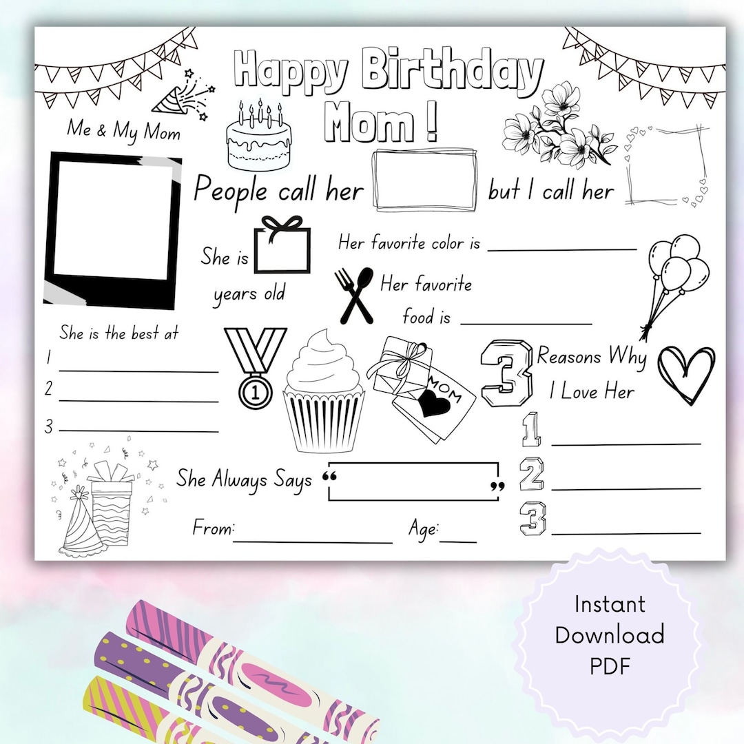Happy Birthday Kid To Mom Card Printable