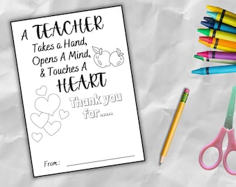 Teacher Appreciation Coloring Card: Thank You Gift (PDF)
