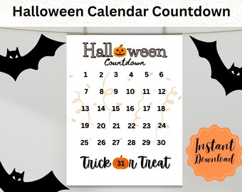 Halloween-nedräkningskalender: Barnaktivitet, läskig väggkonst (digital nedladdning)