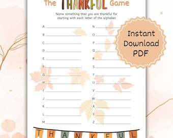 Thankful Game Printable: Thanksgiving Gratitude Activity (PDF Download)
