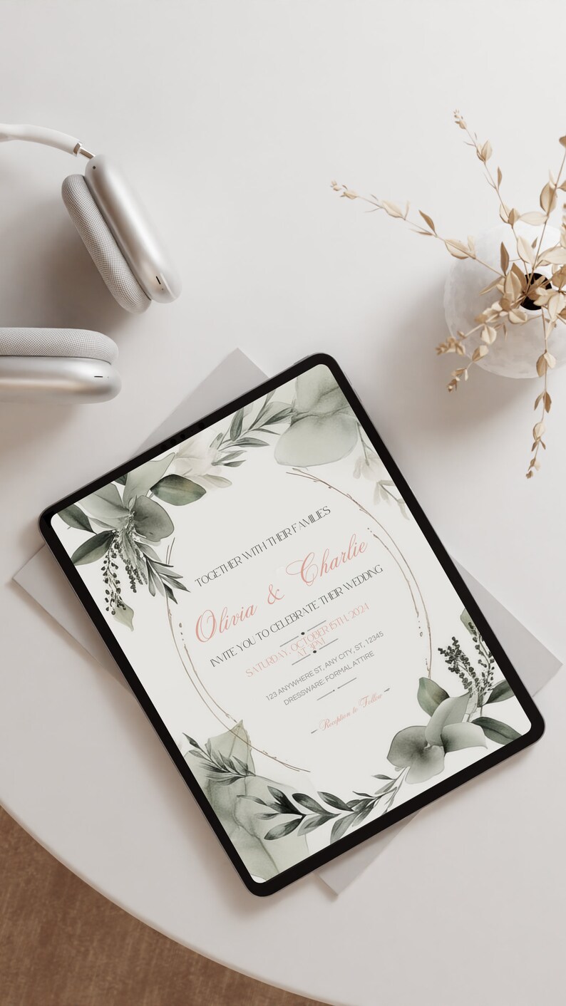 Minimal and Timeless Digital Wedding Invitation Template Editable