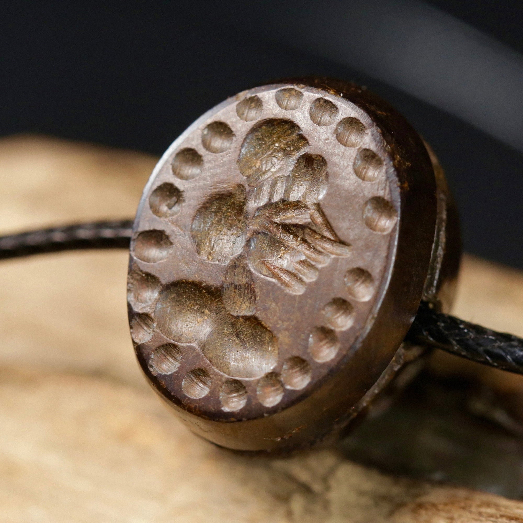 Meteorite Iron Queen Seal Necklace Tribal Energy Stone Pendant Antique