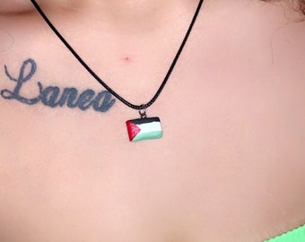 Palestinian flag and watermelon slice necklace