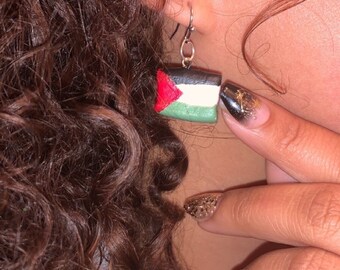 Palestinian flag and watermelon slice earrings