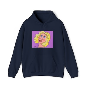 Dibujos animados caprichosos en sudadera con capucha pesada (algodón y poliéster)