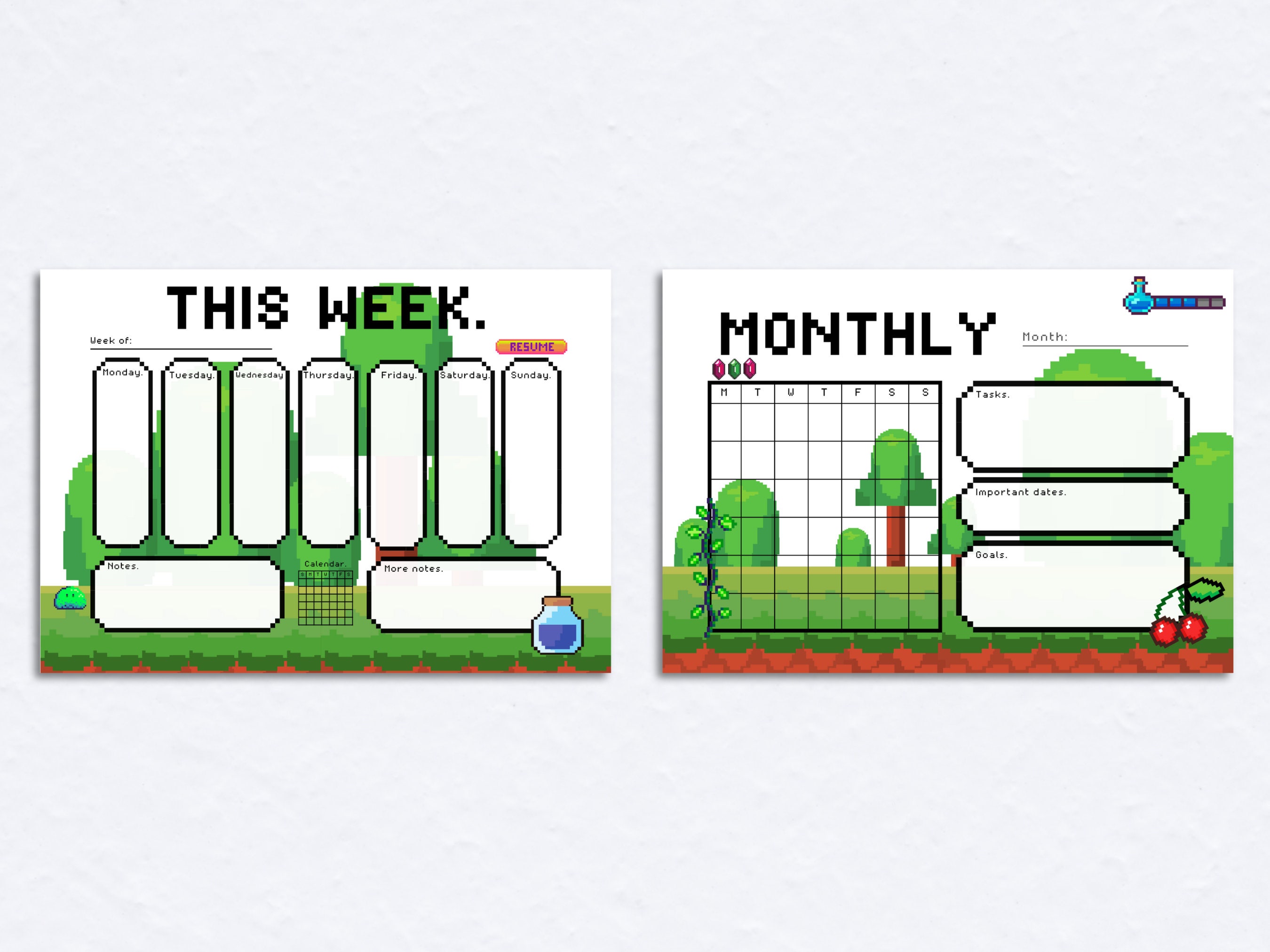 8 Bit Pixel Art Blank Personal Planner A4 PDF Planner for Digital Use ...