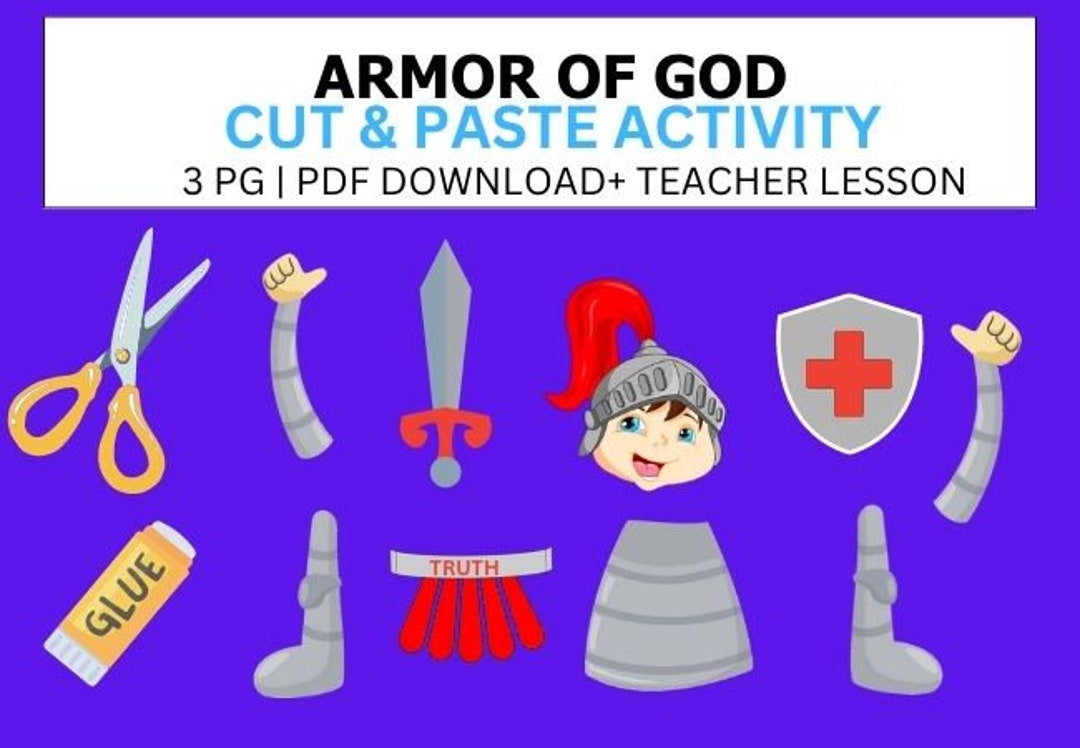 Armor of God Kids Cut & Paste Activity Bible Lesson Sunday School VBS