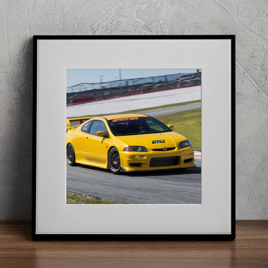 Honda Integra Type R Yellow Digital Print Realistic Racetrack Drive Car ...