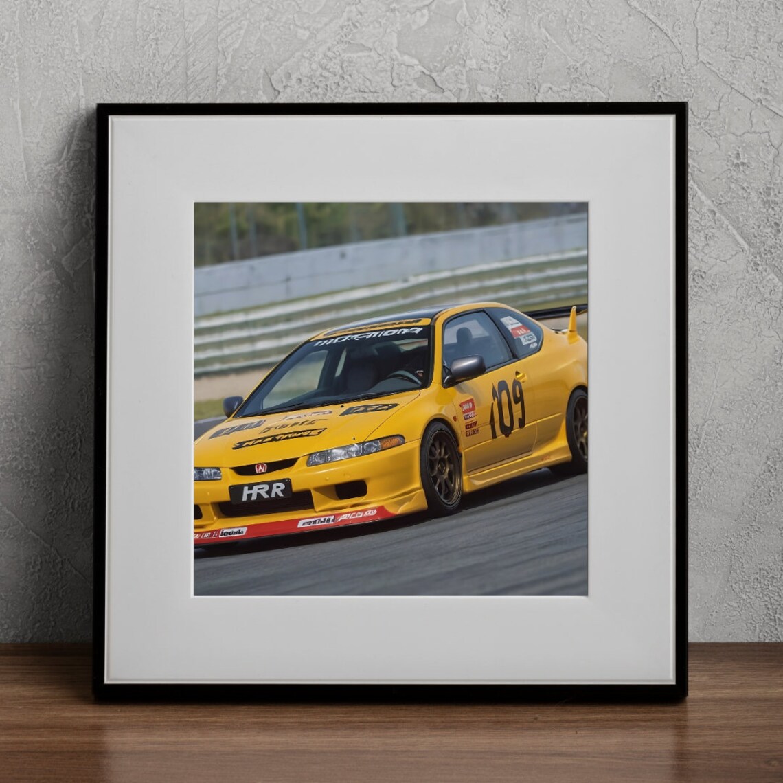 Honda Integra Type R Yellow Digital Print Realistic Racetrack Drive Car ...
