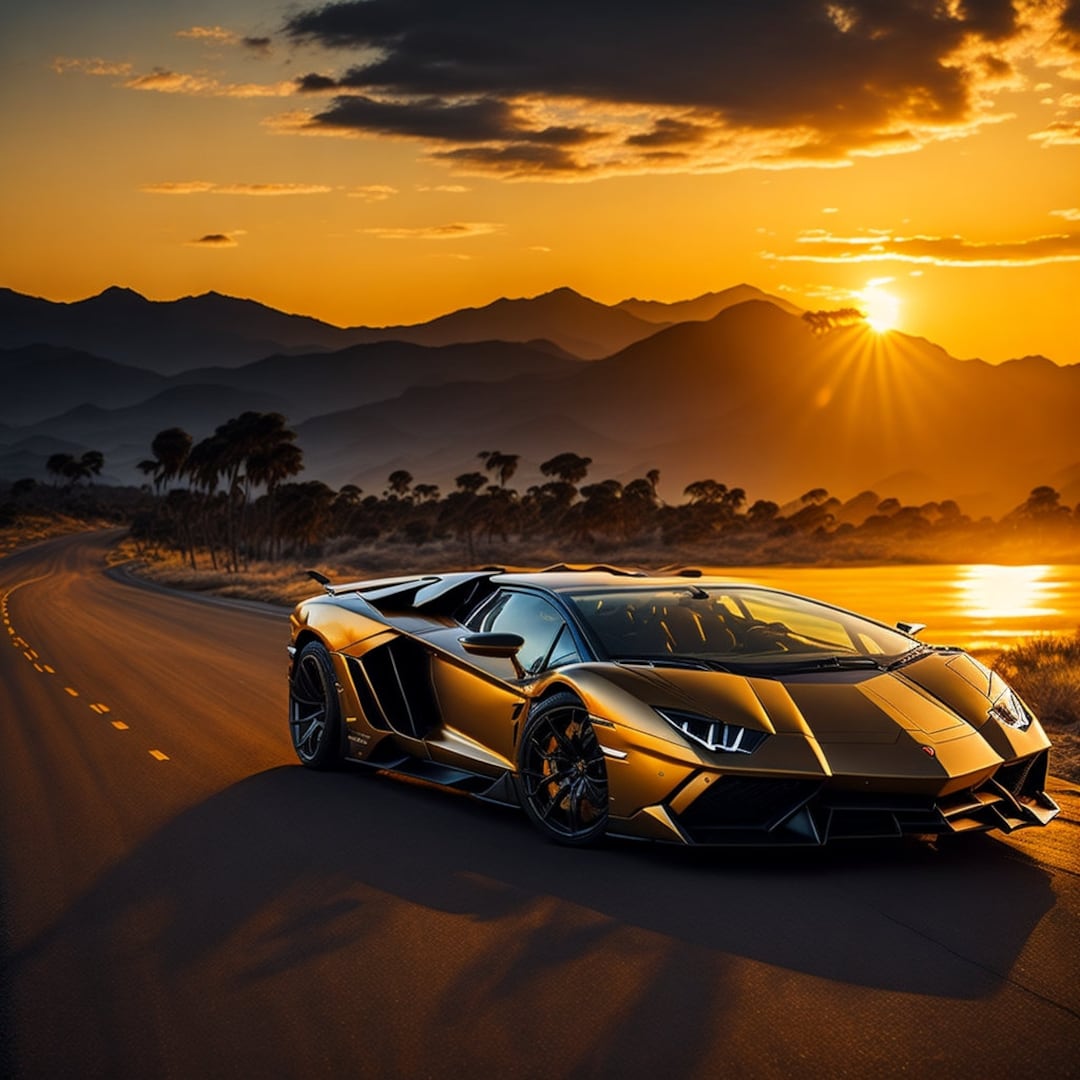 Aventador Gold PNG Wall Art