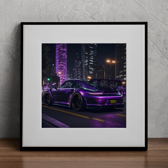 ポルシェ 911 GT3 RS カープリント リアルな高級パープルスポーツカー