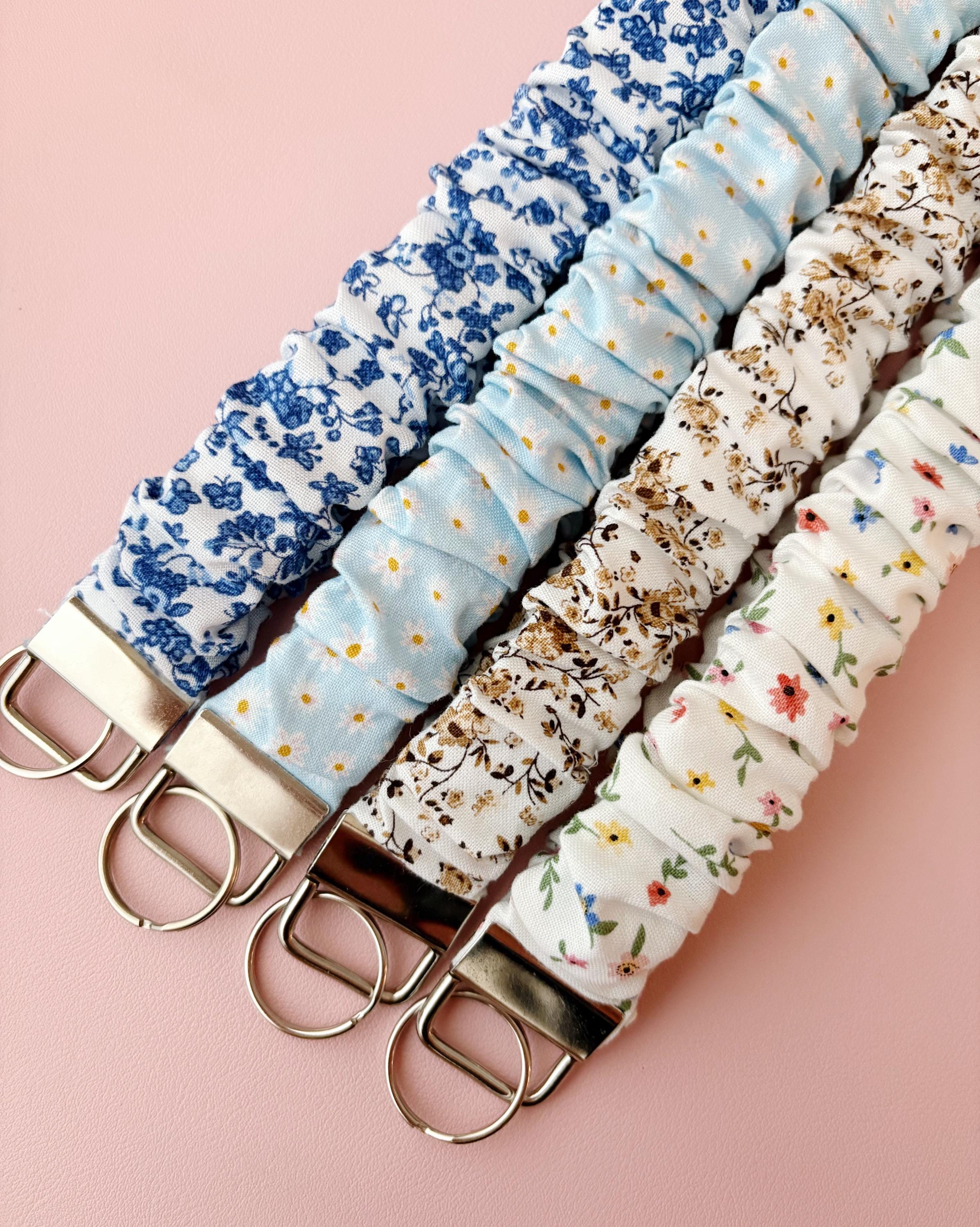 Flower Lanyard | Scrunchie Lanyard | Teacher Lanyard | Pattern Lanyard | Stretchy Lanyard | Fabric Lanyard | Badge Holder