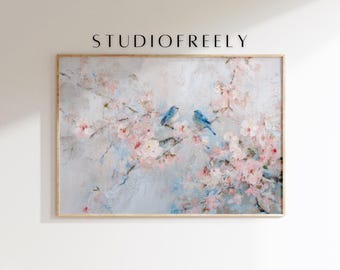 ブルーバード水彩画：春の桜（デジタルダウンロード） - Etsy 日本