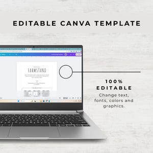 Editable Canva template preview showing farm stand sign files ready to personalize. Easy to update text, pricing, and social media info.