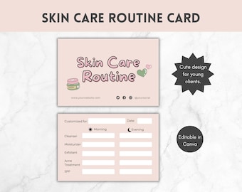 Modello di scheda per la routine di cura della pelle: cura post-trattamento del cliente dall'estetista (Canva)