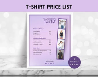 T-Shirt Preisliste: Small Business Pricing Guide (Canva Template)