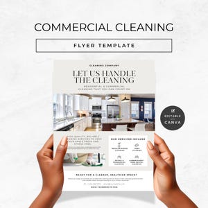 Commercial Cleaning Flyer Template Janitorial, Editable Canva Design (Digital Download