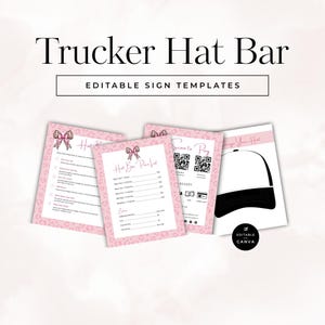 Trucker Hat Bar Template Set: Editable Price List & Instructions (Canva Template)