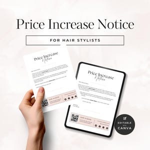 Salon Price Increase Notice Template: Editable QR Code Canva Design (US Letter)