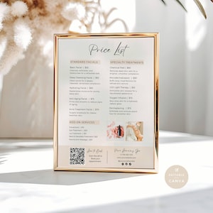 Esthetician Facial Price List Template: Salon Menu (Canva)