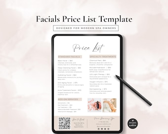 Esthetician Facial Price List Template: Salon Menu (Canva)