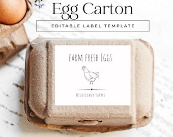 Etiqueta para cartón de huevos - Plantilla editable de Canva para negocios de agricultura sostenible