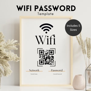 Wifi Password Sign, Our Wifi Sign, Qr Wifi Code, Wifi Password Printable, Printable Wifi Sign, Internet Sign, Airbnb Sign, Guestroom Sign