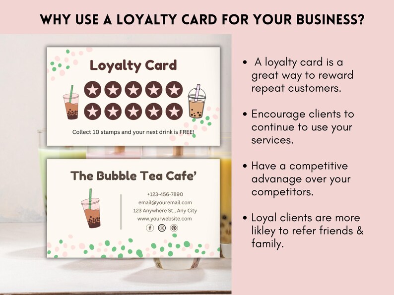 Boba Tea Loyalty Card: Customizable Rewards Template (printable) - Etsy