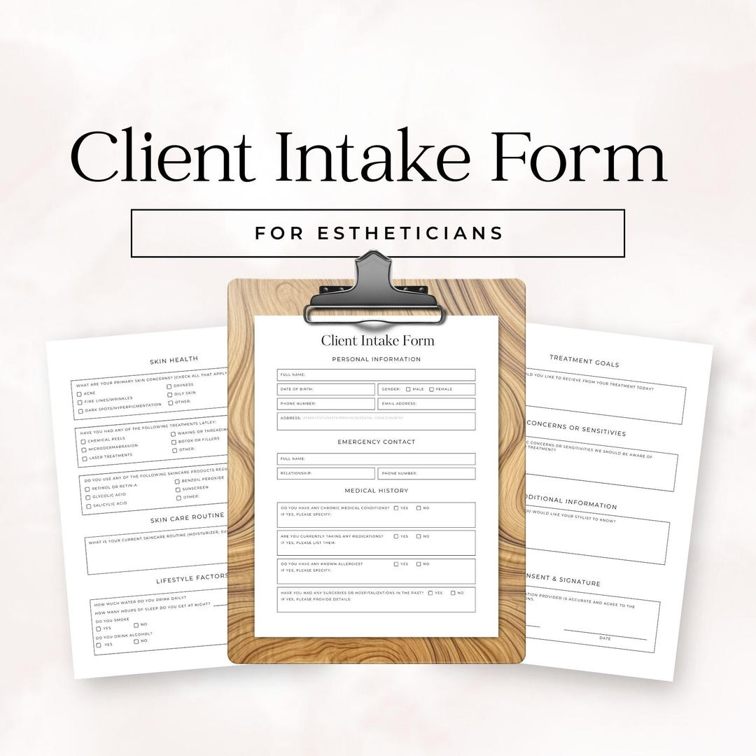 Skin Script Intake Form Minimalist Esthetician Intake Form and Skin Consultation Template - Etsy