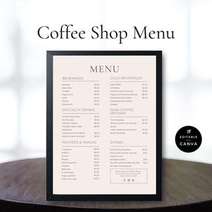 Modello di menu per caffetteria: listino prezzi modificabile (Canva)