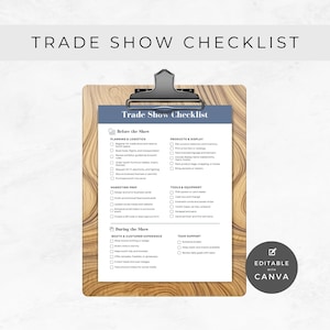 Trade Show Checklist, Event Checklist, Trade Show Planner, Business Checklist, Craft Show, Event Printable, Vendor Show, Sign Up Sheet