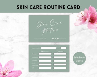 Skincare Routine Card Template: Esthetician Client Aftercare (Canva Template)