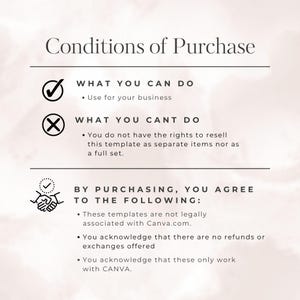 The text reads the conditions of purchasing this facials price list template.
