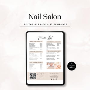 Sjabloon prijslijst nagelstudio: scan-to-pay, beautybusiness (Canva)