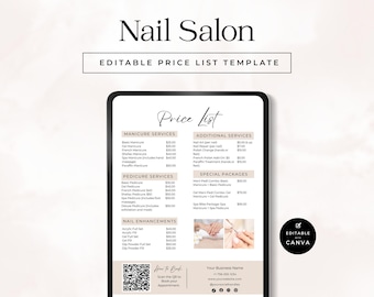 Nail Salon Price List Template: Scan to Pay, Beauty Business (Canva)