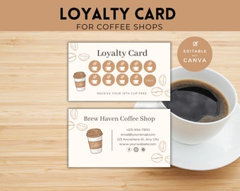 Sjabloon voor een klantenkaart van een koffiebar: aanpasbare beloningen (Canva)