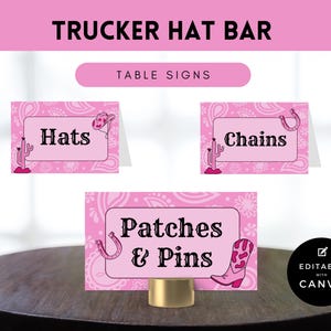 Modelo de bar de chapéu de caminhoneiro, bar de chapéu para impressão, placa de mesa para impressão, feira de negócios, feira de artesanato, loja pop-up, cartão de preço de prateleira, barraca de mesa de bar de chapéu