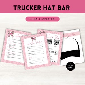 Trucker Hat Bar Template Set: Editable Price List & Instructions (Canva Template)
