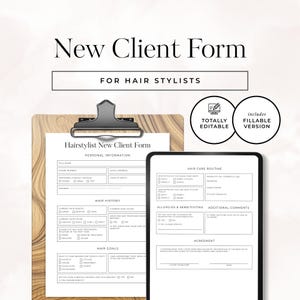Formulaire d'admission pour nouveaux clients coiffeurs : Fiche de consultation en salon (PDF imprimable et modifiable)