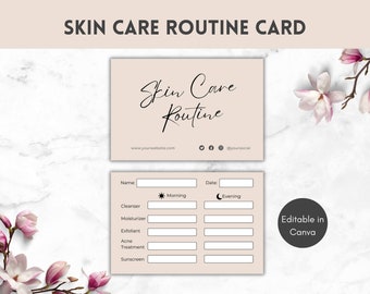 Skincare Routine Card Template: Esthetician Client Aftercare (Canva)