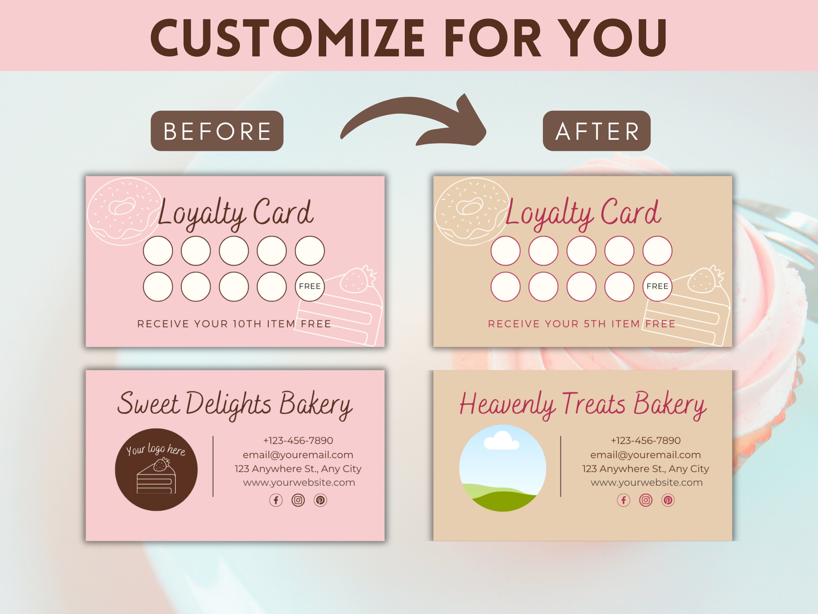 Bakery Loyalty Card Template, Bakery Business Marketing, Bakery