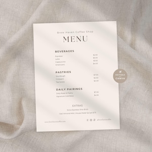 Coffee Shop Menu Template: Editable Cafe Price List (Canva)