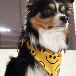 Smiley Face Dog Bandana Pattern Yellow Dog Bandana Dog Stuff Bandanas for Dogs Summer Dog Bandana Puppy Bandana Large Dog Bandana Reversible image 5