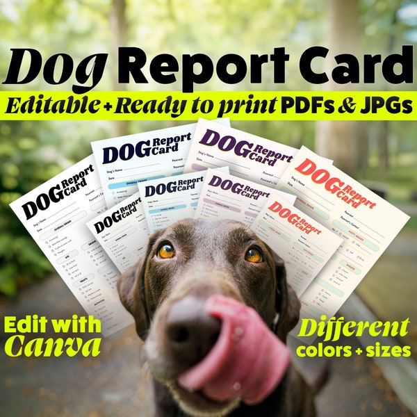 Dog Report Card Behavior Chart Dog Stuff Dog Training Log Pet Report Card Puppy Training Dog Journal Dog Care Tracker