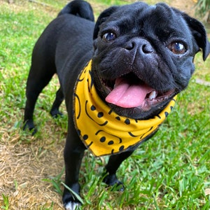 Smiley Face Dog Bandana Pattern Yellow Dog Bandana Dog Stuff Bandanas for Dogs Summer Dog Bandana Puppy Bandana Large Dog Bandana Reversible image 2