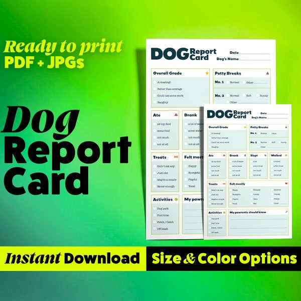 Dog Report Card Behavior Chart Dog Stuff Dog Training Log Pet Report Card Puppy Training Dog Journal Dog Care Tracker