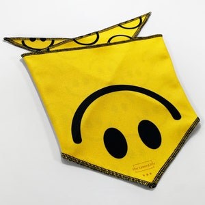 Smiley Face Dog Bandana Pattern Yellow Dog Bandana Dog Stuff Bandanas for Dogs Summer Dog Bandana Puppy Bandana Large Dog Bandana Reversible image 1