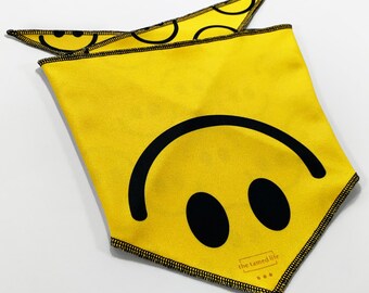 Smiley Face Dog Bandana Pattern Yellow Dog Bandana Dog Stuff Bandanas for Dogs Summer Dog Bandana Puppy Bandana Large Dog Bandana Reversible