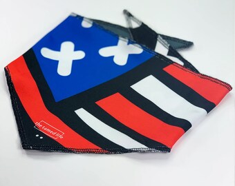 American Flag Dog Bandana Pattern Dog Stuff USA Flag Puppy Bandana Boy Black and White Flag Bandanas for Dogs Summer Reversible Bandana