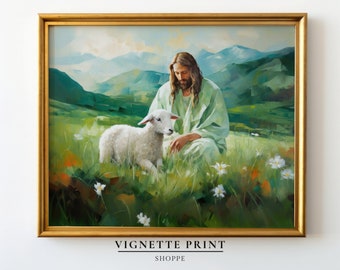 Jesus Leaves the Ninety and Nine for the One | Printable Art | Parable of the Lost Sheep | Christian Art | Bible Art | LDS Art